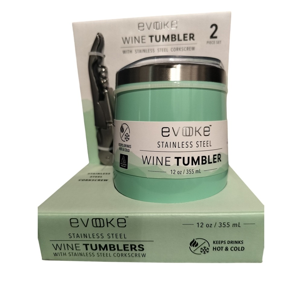 Evoke Stainless Steel Wine Tumbler‎ 2 Piece Set With Corkscrew